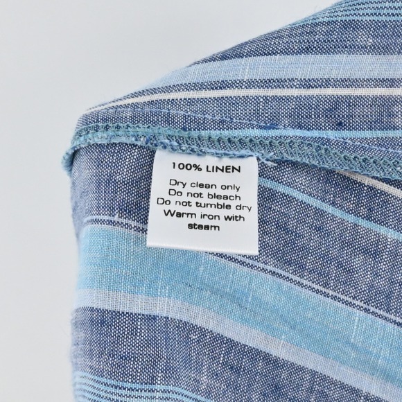 Walker & Wade Striped Linen Mini Dress Womens Size S Blue Coastal Summer Bow - Picture 6 of 11
